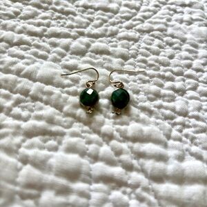 Green and Silver Gemstone Earrings